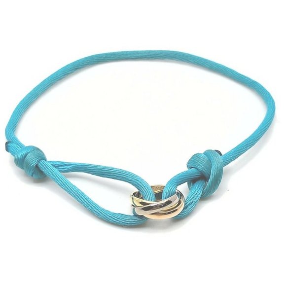 Gold Blue Trinity Bangle Bracelet Cuff 